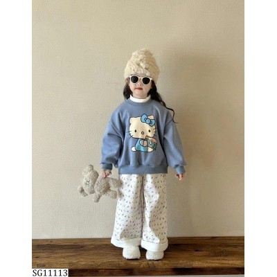 SG11113 SET ÁO NỈ HELLO KITTY MIX QUẦN SUÔNG