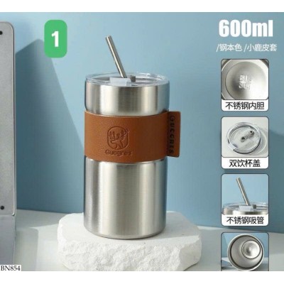 BN854 CỐC THÉP KHÔNG GỈ KÈM ỐNG HÚT