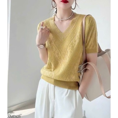 AM13435 ÁO REN MIX CỔ V