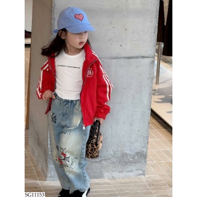 SG11153 SET ÁO KHOÁC ĐỎ MIX QUẦN JEAN KITTY