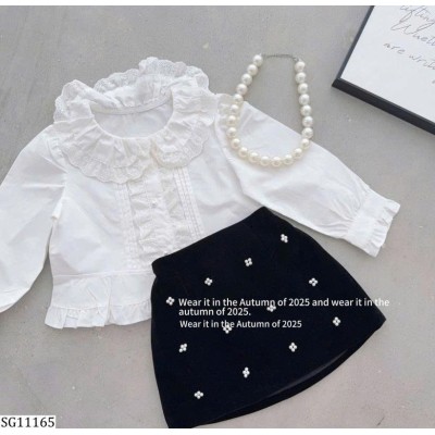 SG11165 SET ÁO SƠ MI MIX CHÂN VÁY ĐÍNH ĐÁ