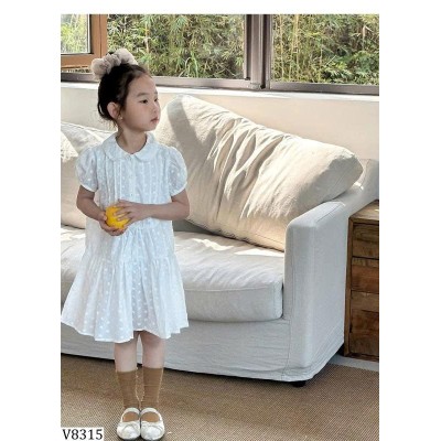 V8315 VÁY TAY BỒNG CỔ SEN THÊU NỔI