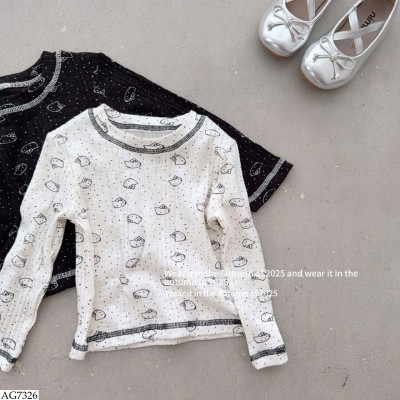 AG7326 ÁO DÀI TAY CHẤM BI MÈO KITTY BG