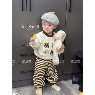 ST6239 BỘ NỈ HÌNH GẤU CHO BÉ