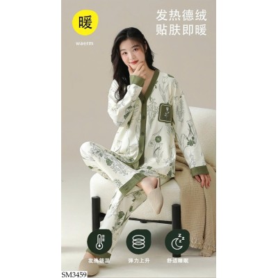 SM3459 BỘ NGỦ DÀI TAY HỌA TIẾT SANG CHẢNH CHO NỮ 