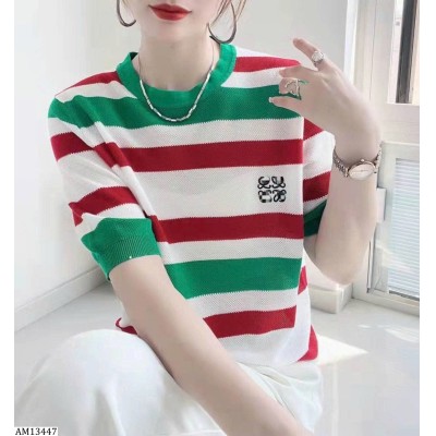 AM13447 ÁO LEN KẺ NGẮN TAY