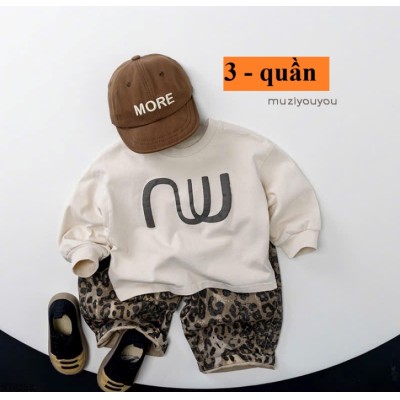 ST6252 SET ÁO THUN DÀI TAY + QUẦN DA BEO CHO BÉ
