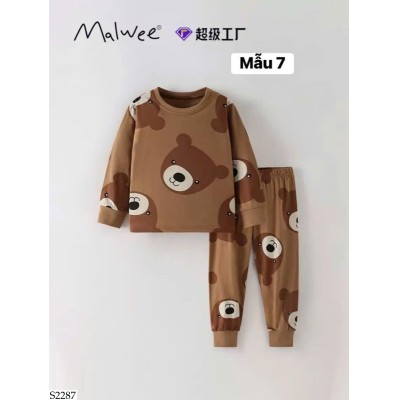 S2287 BỘ HOẠT HÌNH DÀI TAY MALWEE CHO BÉ
