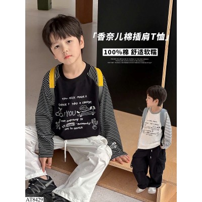 AT8429 ÁO CHỮ DÀI TAY PHỐI KẺ AMBB BT