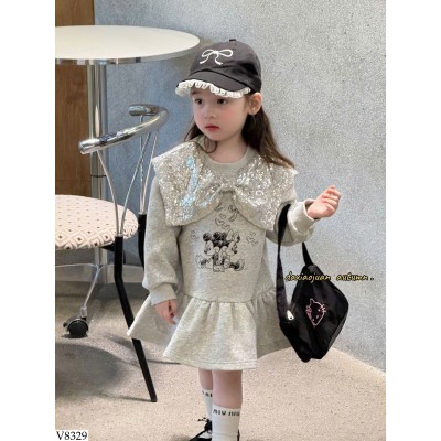 V8329 VÁY CHUỘT MICKEY PHỐI CỔ KIM SA BG