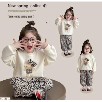 SG11210  SET ÁO NỈ + QUẦN DA BEO BÉ GÁI