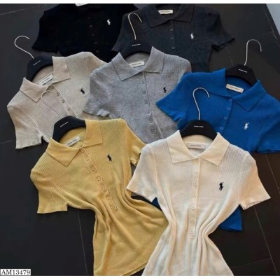 AM13479  ÁO POLO LEN THÊU NGỰA NỮ