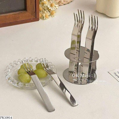 PK10814 BỘ 6 DĨA INOX KÈM GIÁ ĐỰNG 