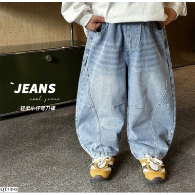QT4393  QUẦN JEAN DÁNG RỘNG CẠP CHUN CHO BÉ AOAOKIDS