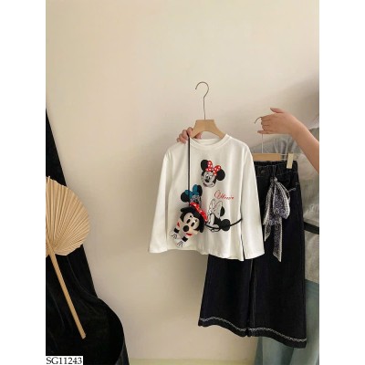 SG11243 SET ÁO CHUỘT MIX QUẦN JEAN SUÔNG BG