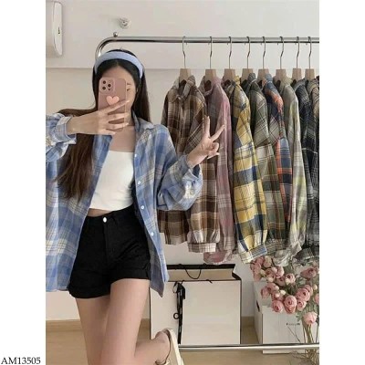 AM13505 ÁO SƠ MI KẺ CARO DÀI TAY