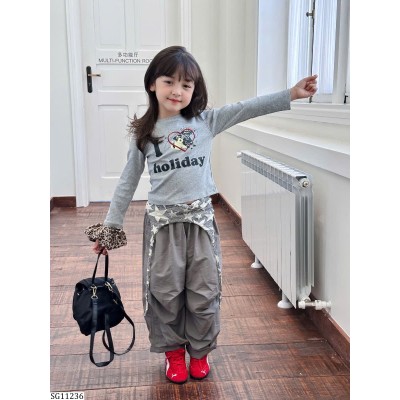SG11236 SET ÁO THUN DÀI TAY MIX QUẦN SUÔNG KÈM QUÂY NGÔI SAO