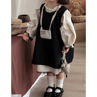 SG11268  SET VÁY SÁCH NÁCH + ÁO SƠ MI BÈO CHO BÉ