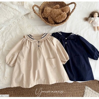 AG7412  ÁO BABYDOLL CỔ BÈO CHO BÉ
