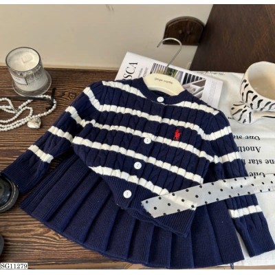 SG11279  SET ÁO KHOÁC LEN + CHÂN VÁY THÊU NGỰA CHO BÉ