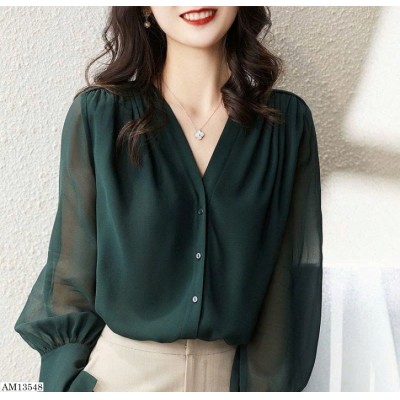 AM13548  ÁO SƠ MI TAY DÀI CỔ V