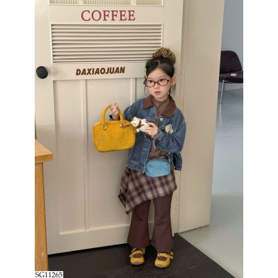 SG11265 SET ÁO KHOÁC JEAN MIX QUẦN ỐNG LOE BG