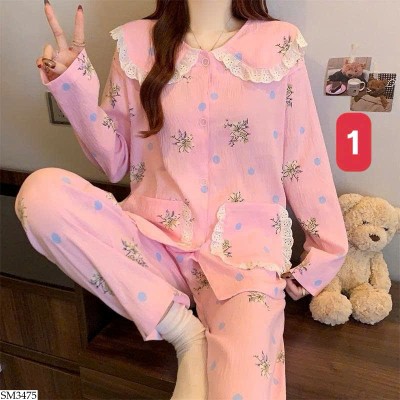 SM3475 BST BỘ NGỦ DÀI TAY HỌA TIẾT NỮ
