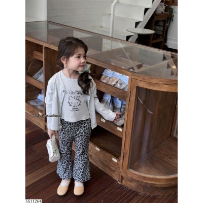 SG11264 SET ÁO CARDIGAN HELLO KITTY MIX QUẦN DA BEO