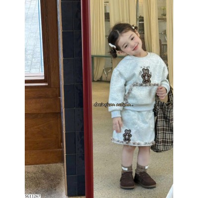 SG11267 SET ÁO NỈ CỎ TRÒN MIX CHÂN VÁY