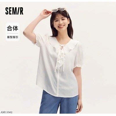 AM13562  SƠ MI VOAN CỔ BÈO SEMIR