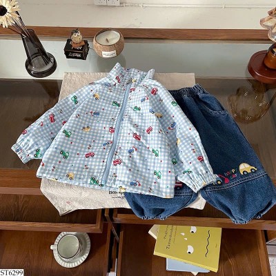 ST6299 SET ÁO KHOÁC KẺ MIX QUẦN JEAN BT