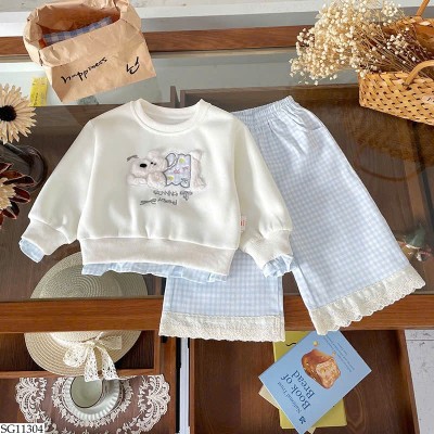 SG11304 SET ÁO CÚN MIX QUẦN KẺ BG