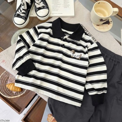 ST6300 SET ÁO POLO KẺ MIX QUẦN BT