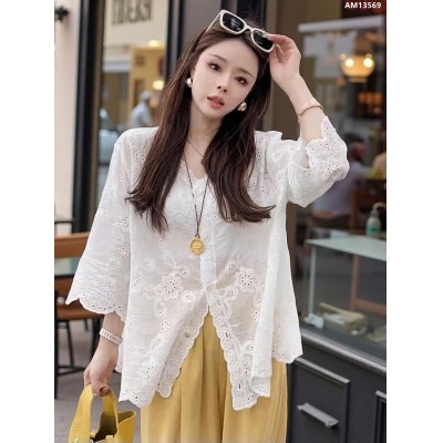 AM13569 ÁO REN HOA TAY LỠ ANNA