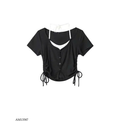 AM13587 ÁO THUN CỘC TAY RÚT EO CHO NỮ