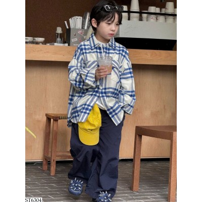 ST6304 SET ÁO SƠ MI KẺ MIX QUẦN SUÔNG BT