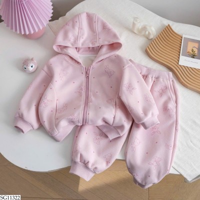 SG11322 BỘ NỈ THỎ CHO BÉ GÁI