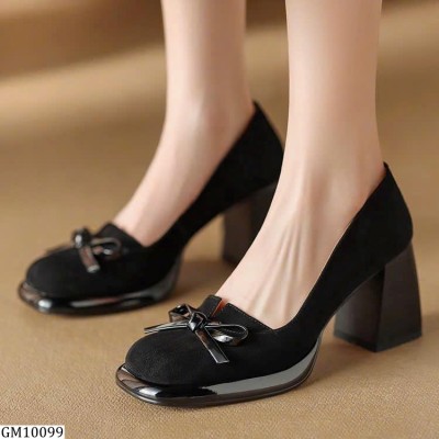 GM10099 GIÀY GÓT VUÔNG ĐÍNH NƠ