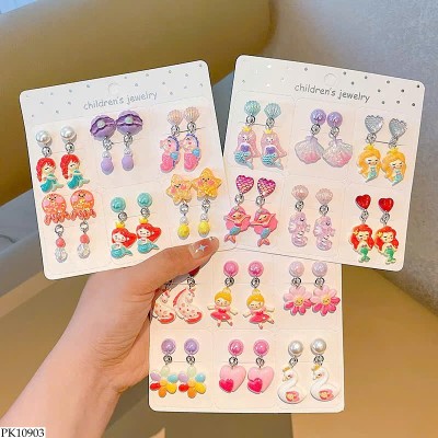 PK10903 SET 6 ĐÔI BÔNG TAI CHO BÉ