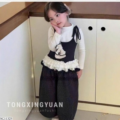 SG11325 SET ÁO GIẢ 2 MẢNH MIX QUẦN CHẤM BI BG