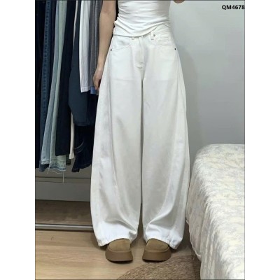 QM4678 QUẦN JEAN TRẮNG ỐNG RỘNG CẠP CAO