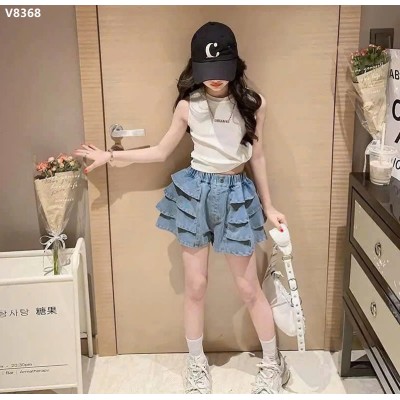 V8368 Quần váy denim bé gái