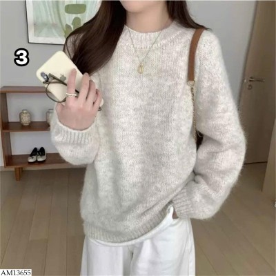 AM13655 ÁO LEN NỮ CỔ TRÒN