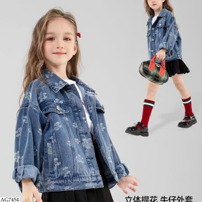 AG7454 ÁO KHOÁC JEAN HOA CHO BÉ GÁI