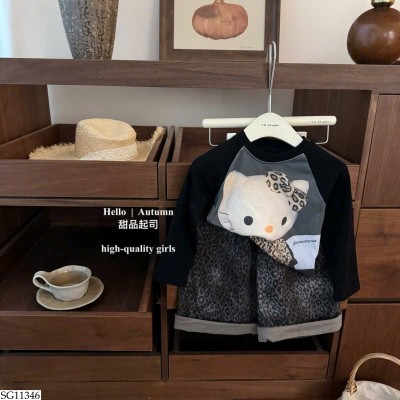 SG11346 SET ÁO MÈO KITTY MIX QUẦN DA BEO 