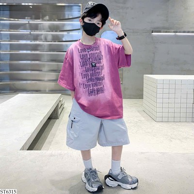 ST6315 SET ÁO PHÔNG CHỮ MIX QUẦN SHORT BT