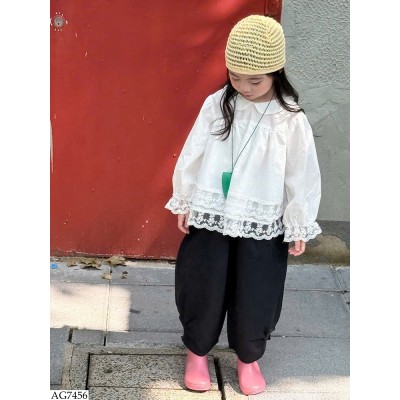 AG7456 ÁO SƠ MI BABYDOLL PHỐI REN