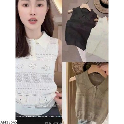 AM13645  ÁO DỆT KIM SÁT NÁCH CỔ POLO