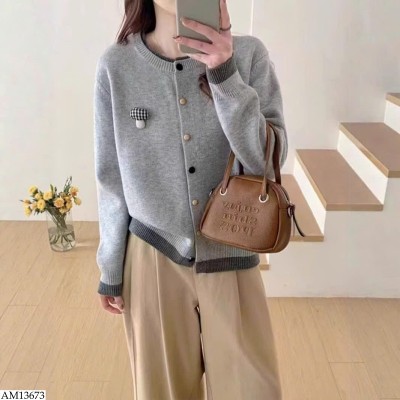 AM13673 ÁO CARDIGAN LEN PHỐI VIỀN