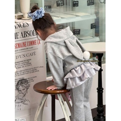 SG11391 SET ÁO KHOÁC NỈ TAI THỎ